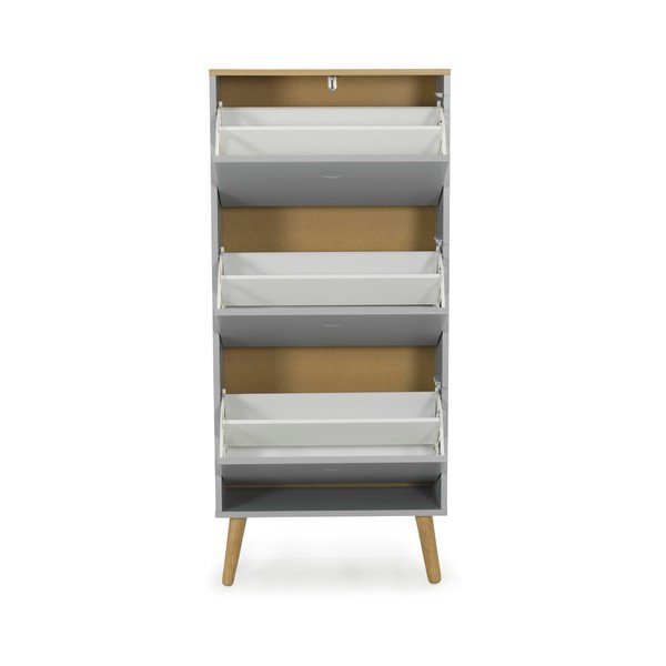 Szara szafka na buty z nogami z drewna dębowego Tenzo Dot-image-2