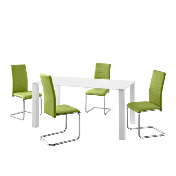Zestaw stołu i 4 zielonych krzeseł Støraa Naral