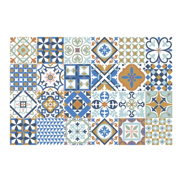 Zestaw 24 samoprzylepnych naklejek Ambiance Azulejos Ornaments Mosaic, 10x10 cm-image-2