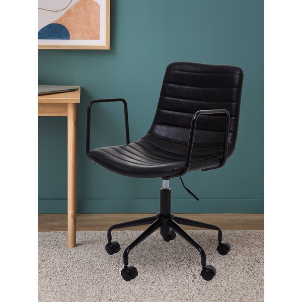 Czarne krzesło biurowe z imitacji skóry Forbes – Premier Housewares-image-3