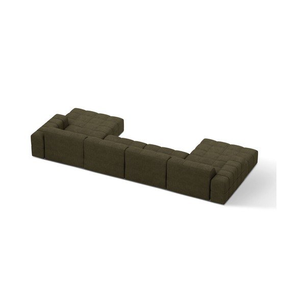 Narożnik z tkaniny szenilowej (w kształcie litery U) w kolorze khaki Chicago – Cosmopolitan Design-image-2