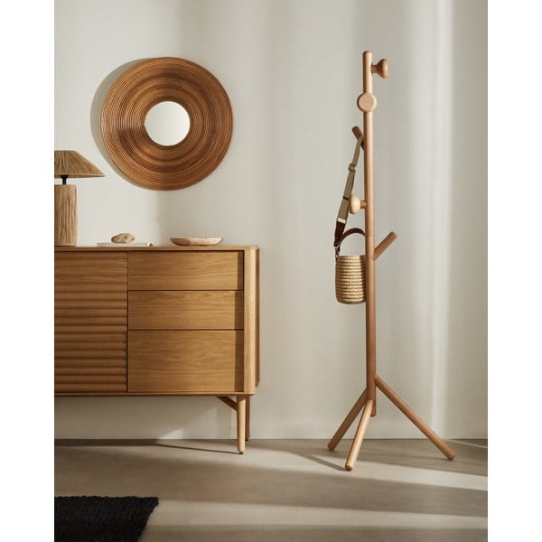 Wieszak z litego drewna bukowego w naturalnym kolorze 46x170 cm Nadue – Kave Home-image-1