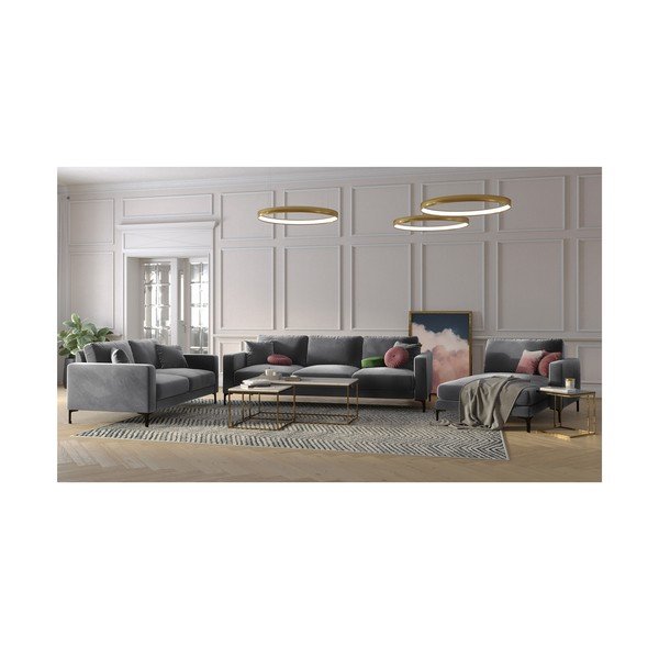 Szara aksamitna sofa Kooko Home Harmony, 158 cm-image-4