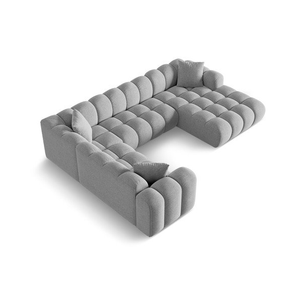 Jasnoszary narożnik z tkaniny szenilowej (lewostronny/w kształcie litery U) Treno – Cosmopolitan Design-image-2