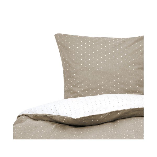 Biało-brązowa flanelowa pościel jednoosobowa Fovere Betty, 155x220 cm-image-4