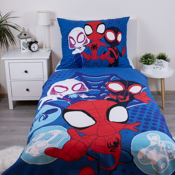 Niebieska bawełniana pościel dziecięca jednoosobowa 140x200 cm Spidey – Jerry Fabrics-image-1