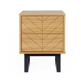 Szafka nocna w dębowym dekorze Woodman Mora Herringbone Print