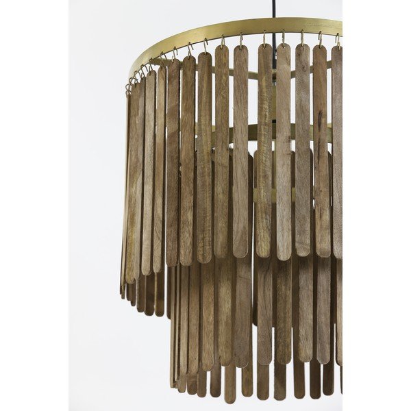 Brązowa lampa wisząca z drewnianym kloszem Gularo – Light & Living-image-4