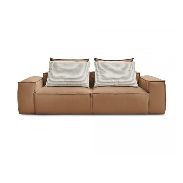 Brązowa sofa z imitacji skóry 260 cm Boheme – Bobochic Paris