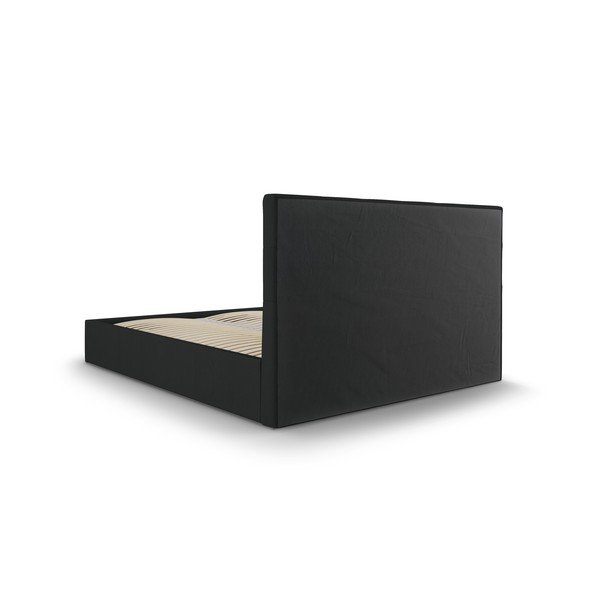 Czarne tapicerowane łóżko dwuosobowe ze schowkiem ze stelażem 180x200 cm Nerin – Mazzini Beds-image-4
