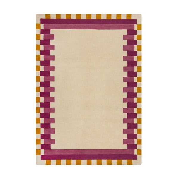 Żółto-różowy wełniany dywan tkany ręcznie 160x230 cm Kai Wool Border – Flair Rugs