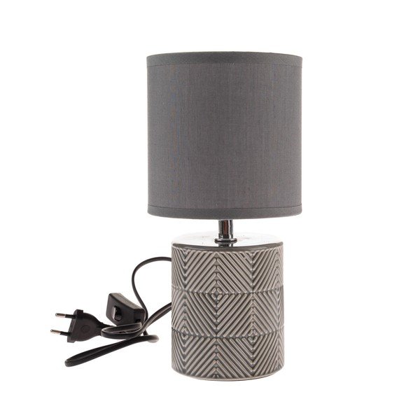 Szara lampa stołowa z tekstylnym kloszem (wysokość 27 cm) – Dakls-image-1