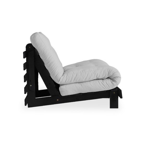 Fotel rozkładany z jasnoszarym pokryciem Karup Design Roots Black/Light Grey-image-3