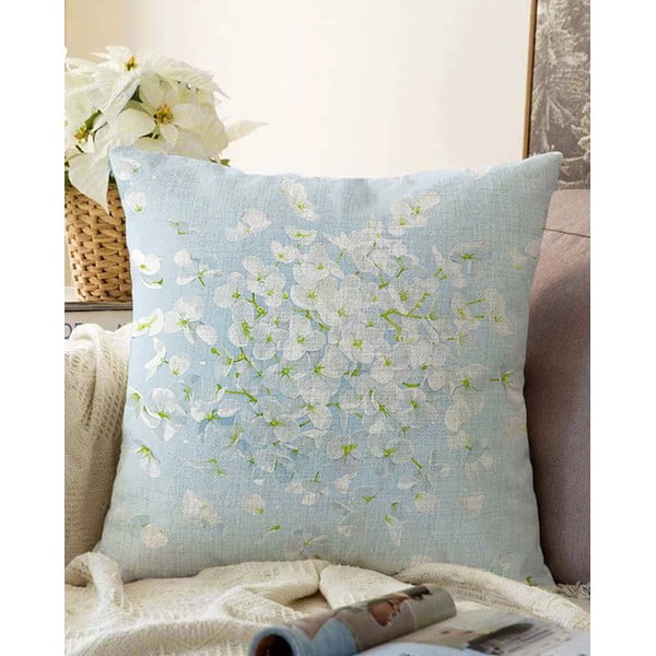 Niebieska poszewka na poduszkę z domieszką bawełny Minimalist Cushion Covers Blossom, 55x55 cm