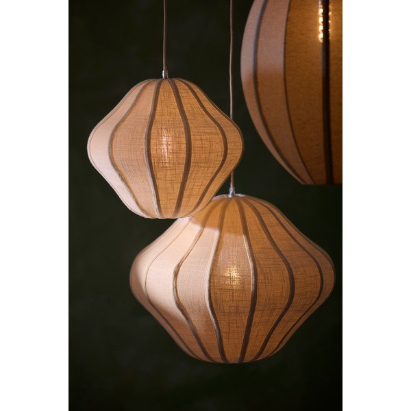 Kremowa lampa wisząca z tekstylnym kloszem ø 10 cm Sukau – Light & Living-image-1