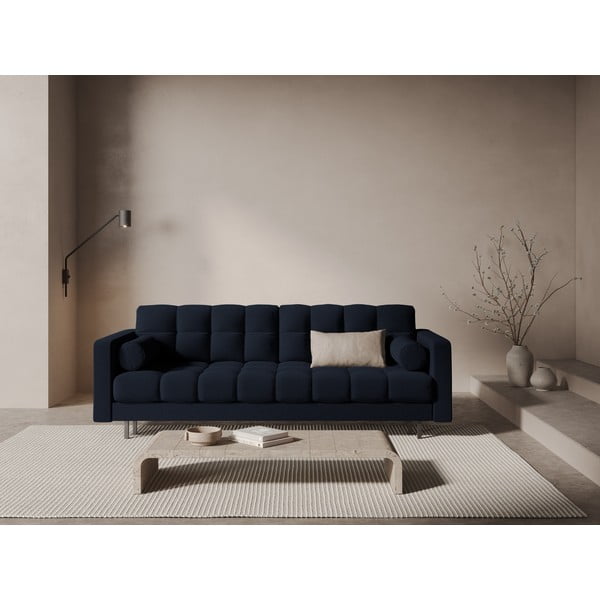 Ciemnoniebieska rozkładana sofa ze schowkiem 222 cm Bali – Cosmopolitan Design-image-1