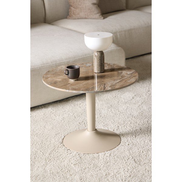 Brązowy okrągły stolik z ceramicznym blatem ø 60 cm Malta – Actona-image-1