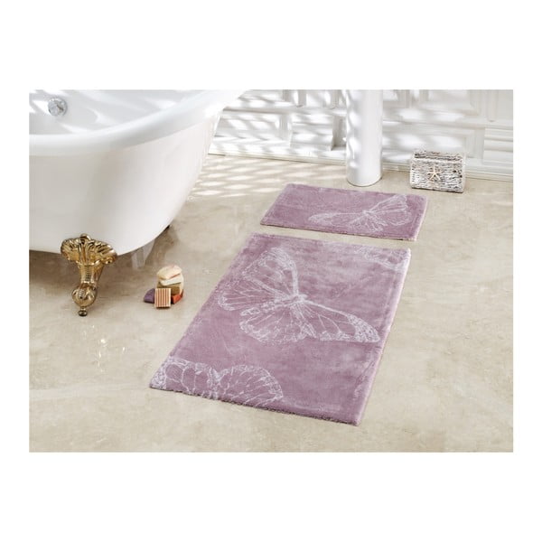 Zestaw 2 dywaników łazienkowych Confetti Bathmats Butterfly Dark and Light Lilac