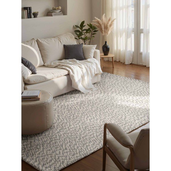Jasnoszary/kremowy wełniany dywan tkany ręcznie 140x200 cm Lyon Beans – Elle Decoration-image-1