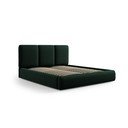 Ciemnozielone aksamitne tapicerowane łóżko dwuosobowe ze schowkiem i stelażem 180x200 cm Brody – Mazzini Beds
