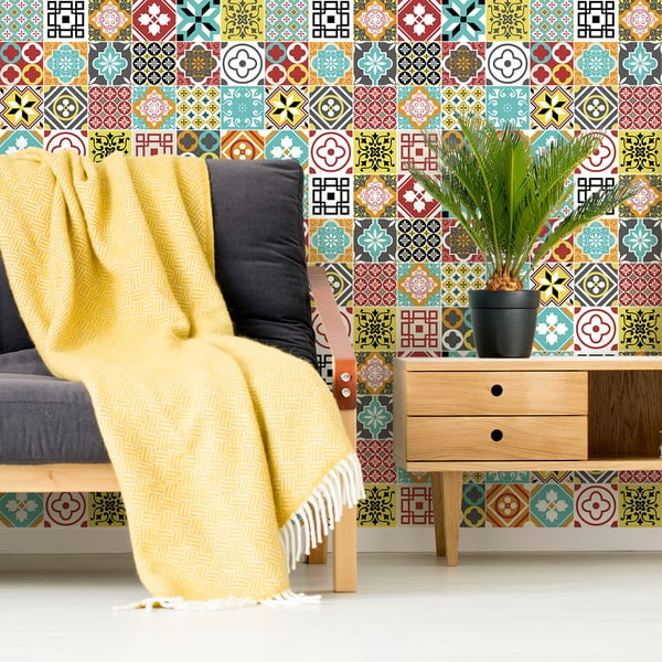 Zestaw 24 naklejek ściennych Ambiance Montecito, 15 x 15 cm-image-4