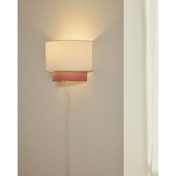 Biało-jasnoróżowa lampa dziecięca z tekstylnym kloszem Bianella – Kave Home-image-1