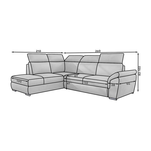 Beżowy aksamitny rozkładany/ze schowkiem narożnik (lewostronny/w kształcie litery L) Loreto – ELTAP-image-2