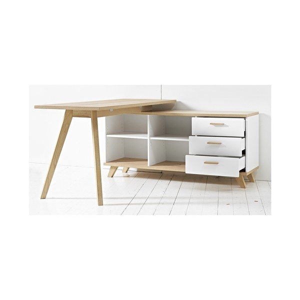 Biurko narożne z białą szafką Germania Oslo-image-1