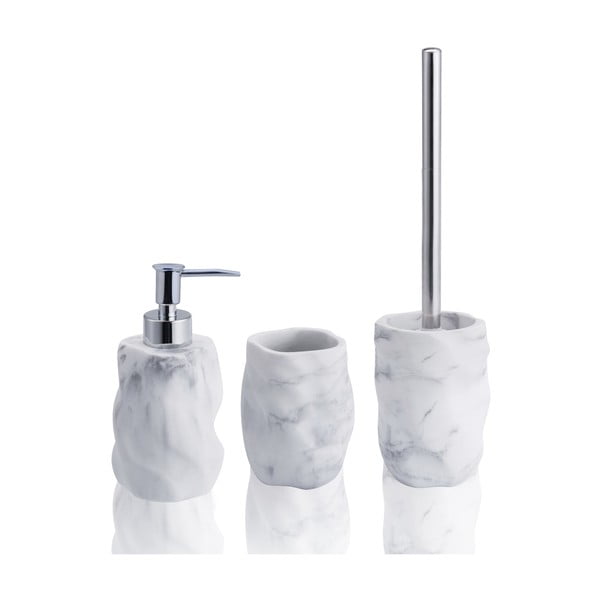 Biały marmurowy zestaw akcesoriów łazienkowych Marble – Tomasucci
