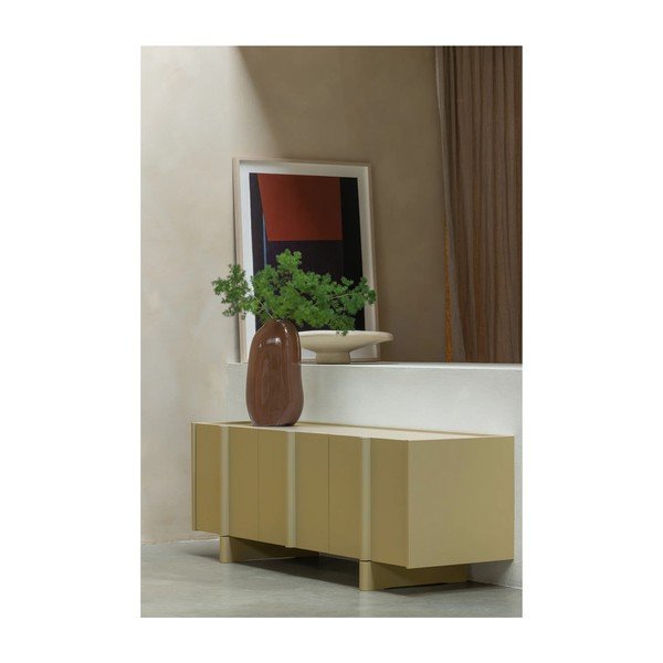 Zielona szafka pod TV z litego drewna sosnowego 152x53x46 cm Basu – WOOOD-image-1