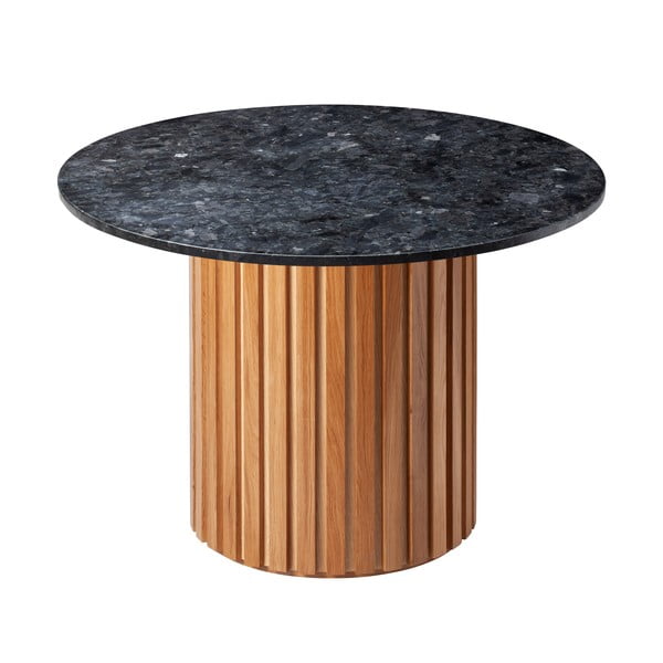 Czarny granitowy stół z podstawą z drewna dębowego RGE Moon, ⌀ 105 cm