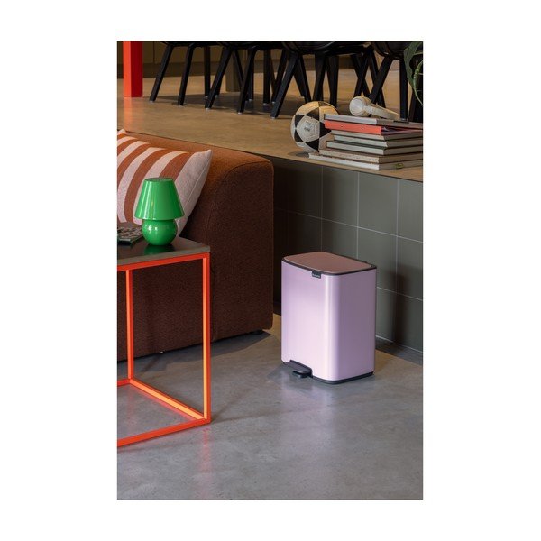 Różowy stalowy kosz na śmieci z pedałem 12 l Bo – Brabantia-image-1