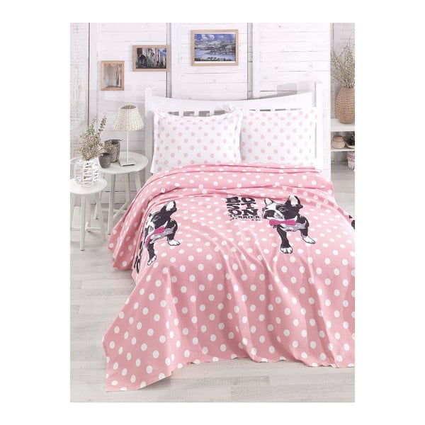 Lekka narzuta na łóżko dwuosobowe Boston Pink, 200x235 cm