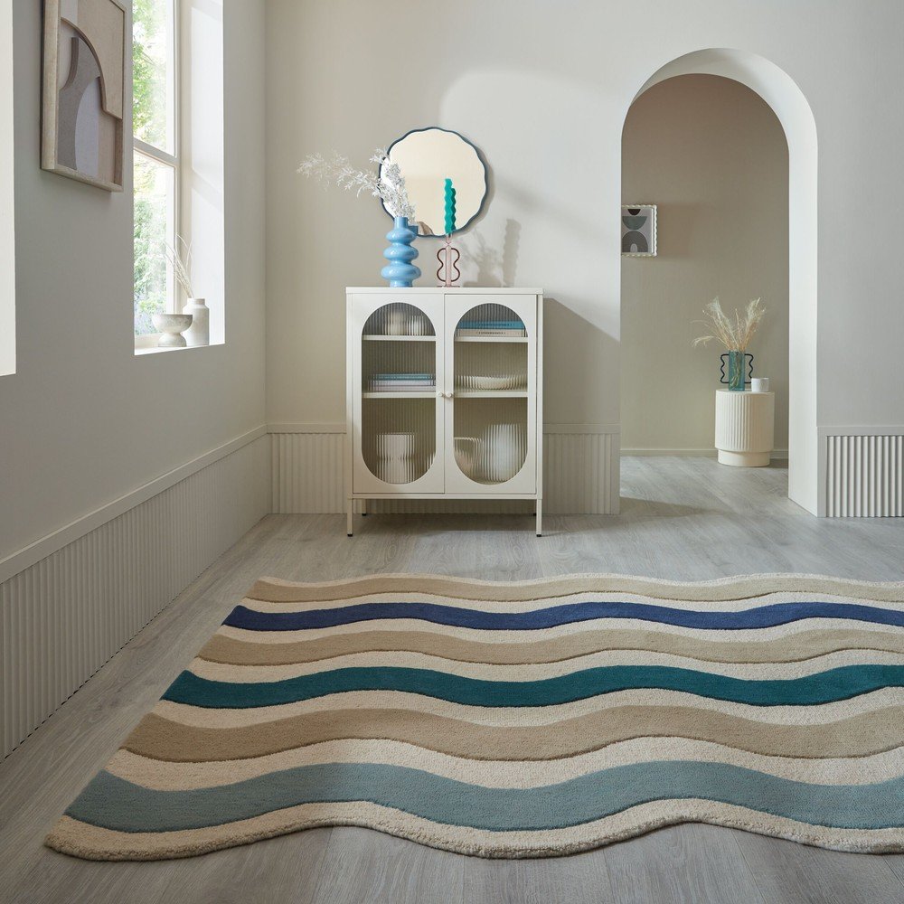 Niebieski wełniany dywan tkany ręcznie 200x290 cm Cascade Wool – Flair Rugs (zdjęcie 3)