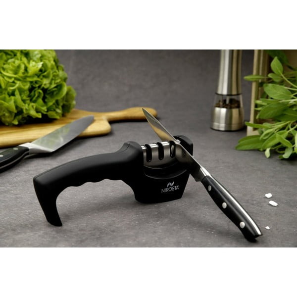 Czarny 3-fazowa ostrzałka do noży Nirosta Sharpen-image-1