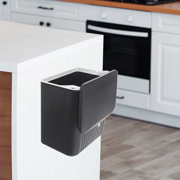 Czarny plastikowy kosz na śmieci 13 l – Orion-image-2