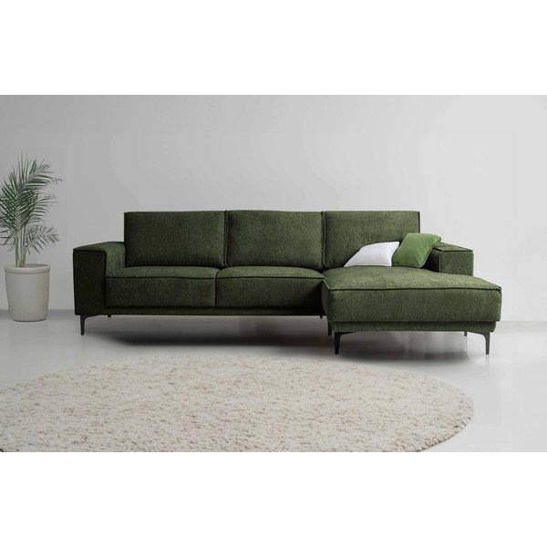 Zielony narożnik z tkaniny szenilowej (prawostronny/z szezlongiem) Copenhagen – Scandic-image-1