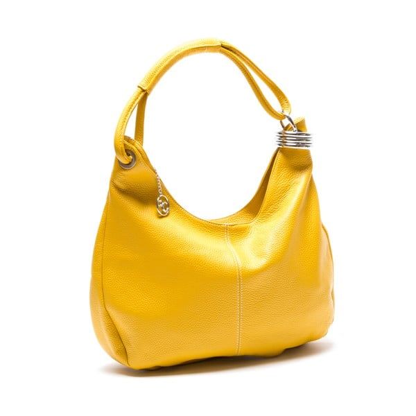 Skórzana torebka Hobo, żółta-image-3