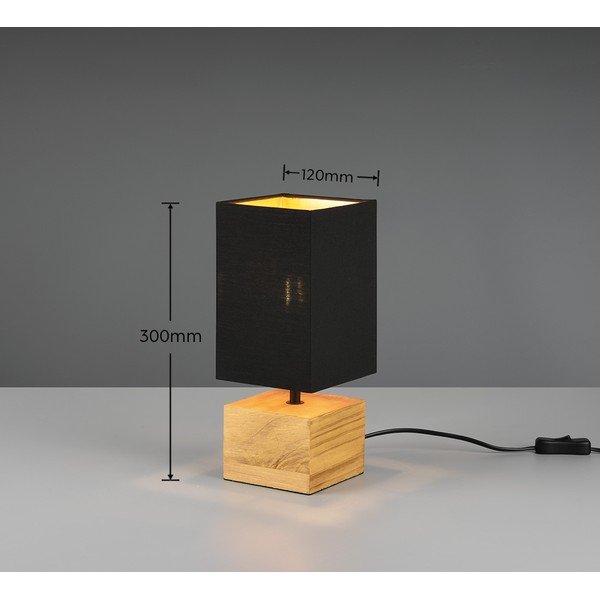 Czarno-naturalna lampa stołowa z tekstylnym kloszem (wysokość 30 cm) Woody – Reality-image-3