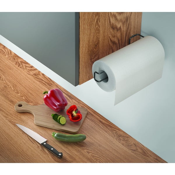 Czarny ścienny uchwyt na ręczniki kuchenne Metaltex-image-3