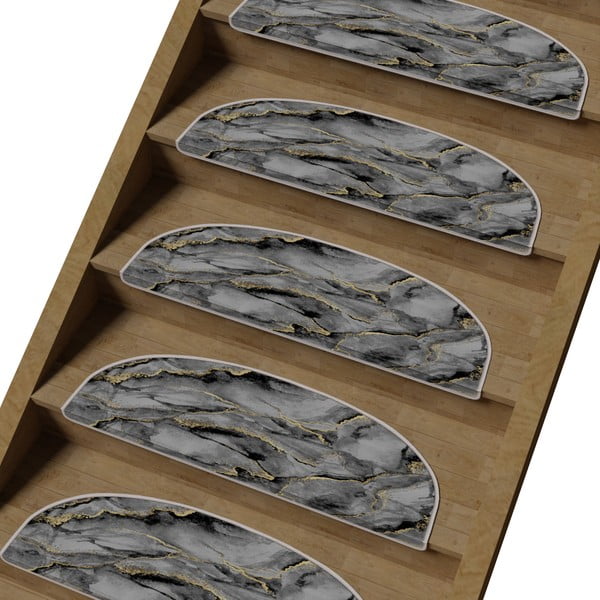 Szare dywaniki na schody zestaw 16 szt. 20x65 cm Golden Marble – Vitaus-image-1