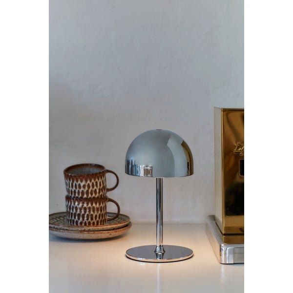 Lampa stołowa LED w kolorze srebra ze zdalnym sterowaniem i metalowym kloszem (wysokość 22 cm) Tim – Sirius-image-4