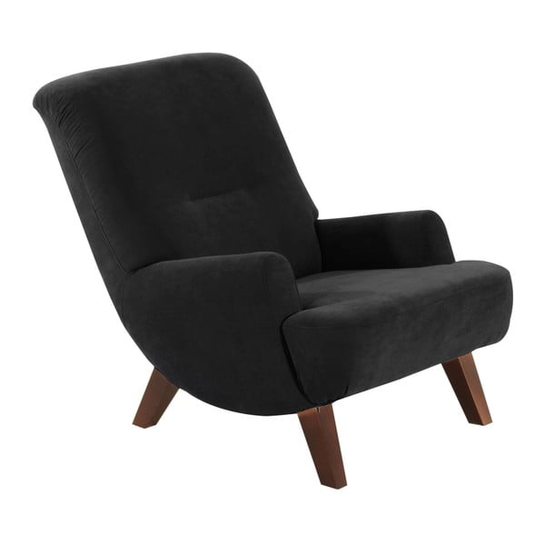 Czarny fotel z ciemnobrązowymi nogami Max Winzer Brandford Velor