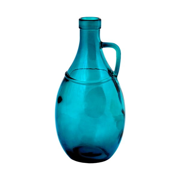 Turkusowy wazon z uchem ze szkła z recyklingu Ego Dekor, wys. 26 cm