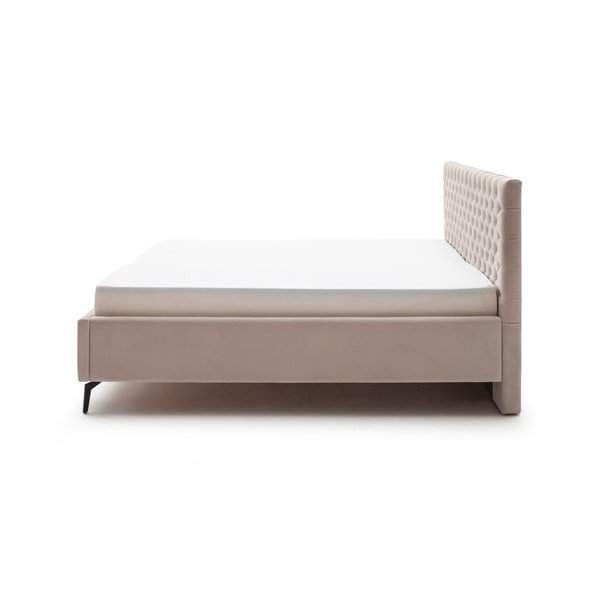 Białe/kremowe tapicerowane łóżko dwuosobowe ze schowkiem ze stelażem 180x200 cm La Maison – Meise Möbel-image-4