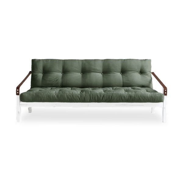 Sofa rozkładana z zielonym obiciem Karup Design Poetry White/Olive Green