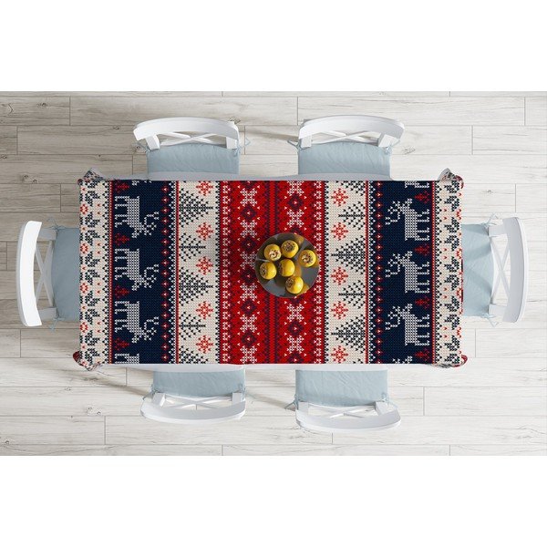 Świąteczny obrus z domieszką bawełny Minimalist Cushion Covers Blue Nordic, 140x180 cm-image-1