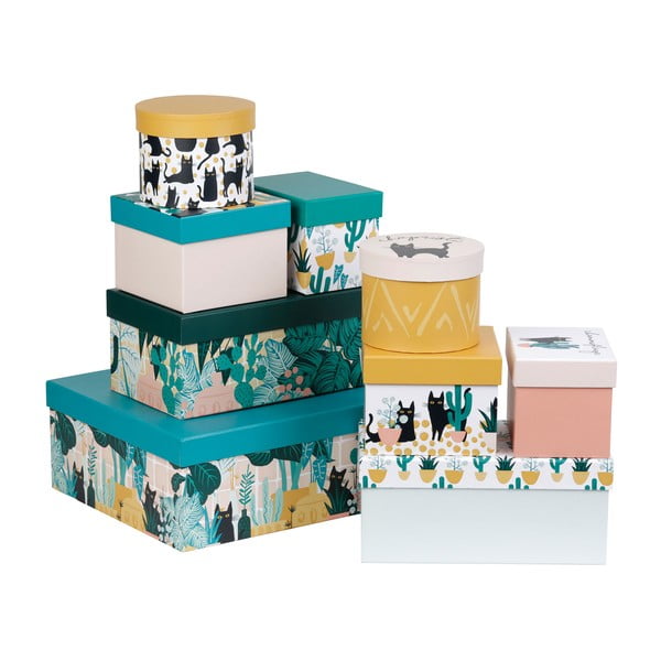 Dekoracyjne kartonowe pudełka z pokrywką zestaw 9 szt. Chamouflage – Jardin d'Ulysse