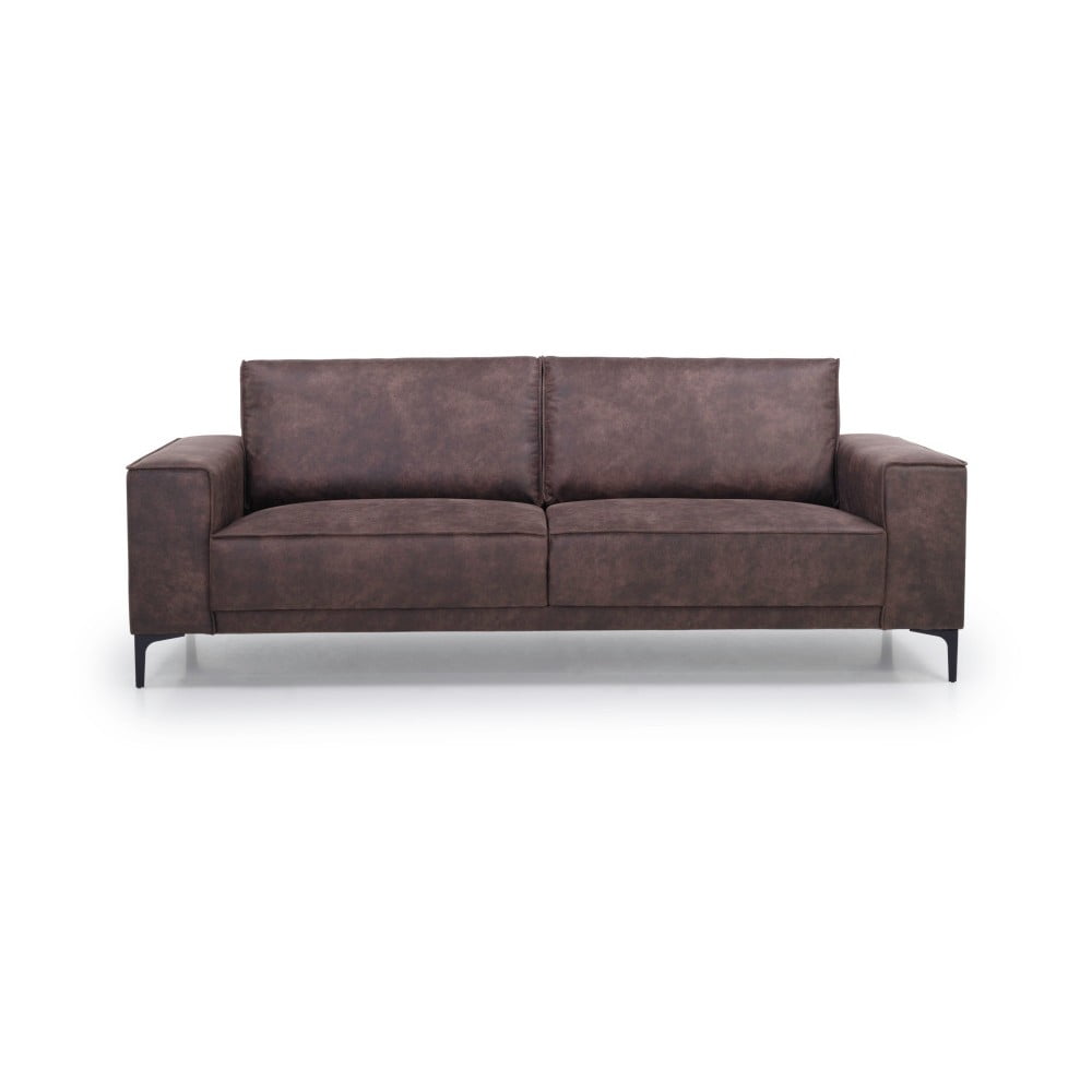 Czekoladowa sofa z imitacji skóry Scandic Copenhagen, 224 cm