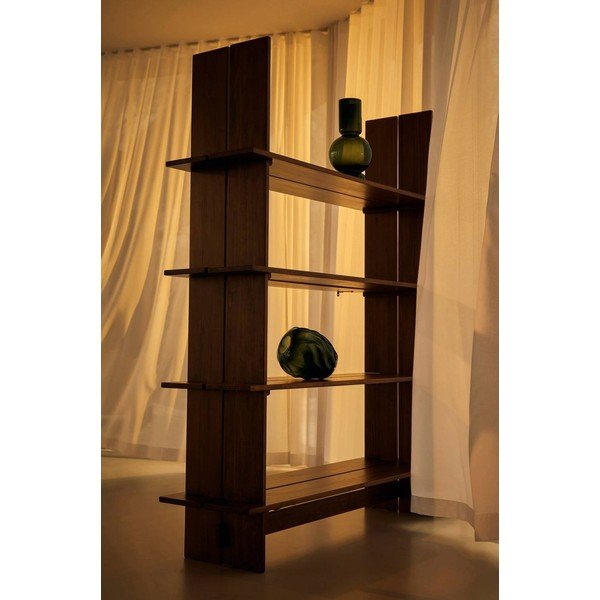 Regał z litego drewna sosnowego w ciemnym naturalnym kolorze 140x180x40 cm Tottori – Jotex-image-3